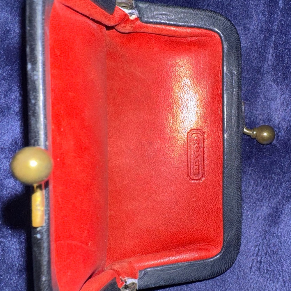 Coach Black Leather Kiss-Lock Coin Purse - Picture 2 of 3